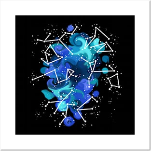 Galaxy Splash blue Posters and Art